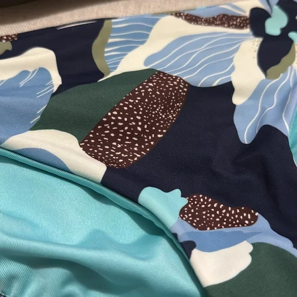 Athleta Palm Swim Top & Bottoms-34D/DD with M Bottoms-Moss Green/Blue Bottoms - Picture 3 of 16